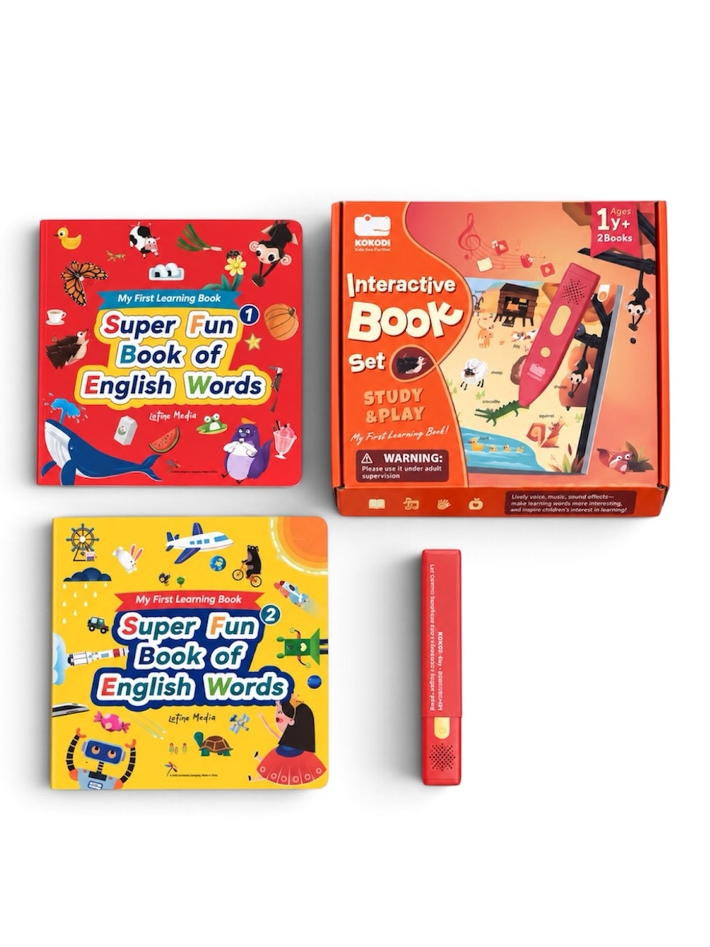 KOKODI Interactive Talking Book Set Ages 1+ Reading Pen 2 Books Talking Pen